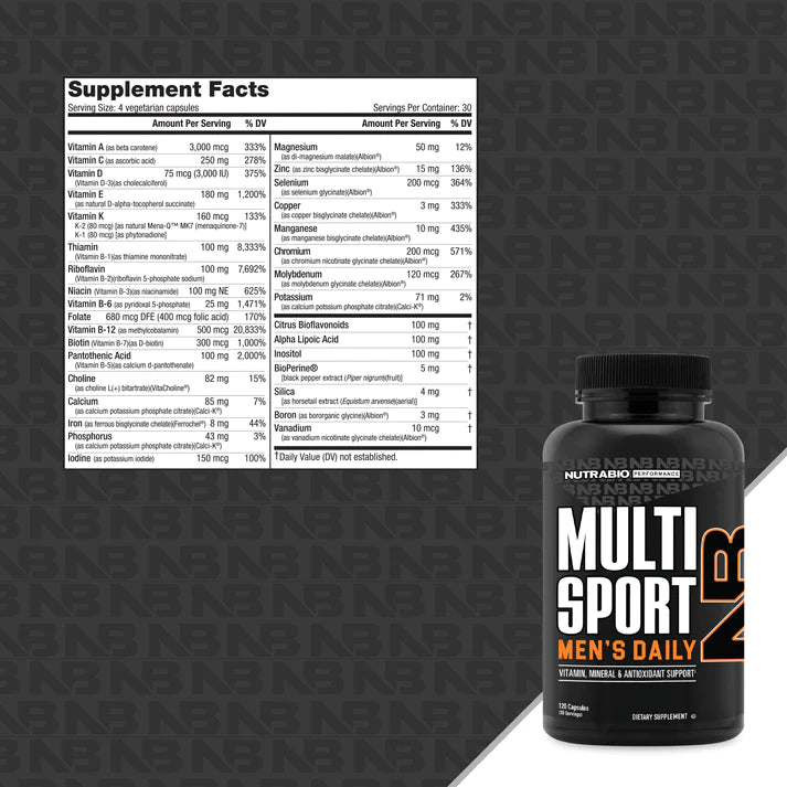 Nutrabio Men's Multisport Men's Daily Vitamin